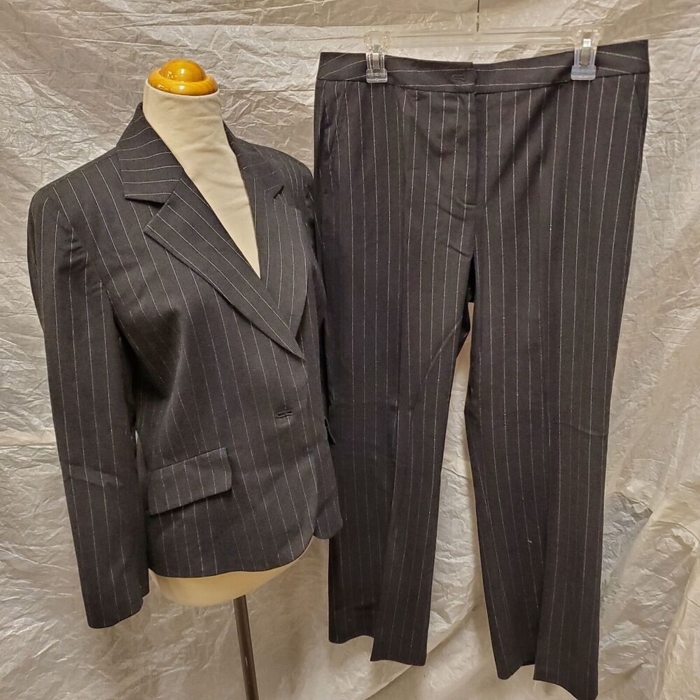 Josephine Chaus Women's Black Pinstripe Blazer Size 10 and Pants Size 14